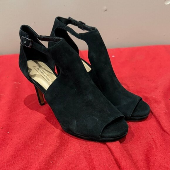 ANTONIO MELANI Black Open-Toe Heels - Picture 1 of 5